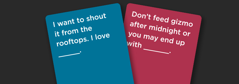 Red and blue Cards Against Humanity