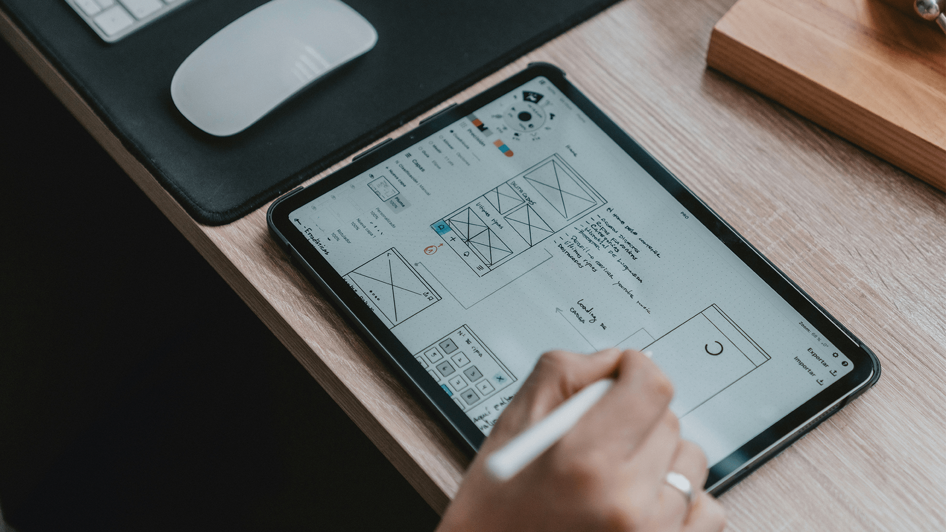 ux designer creating website wireframes