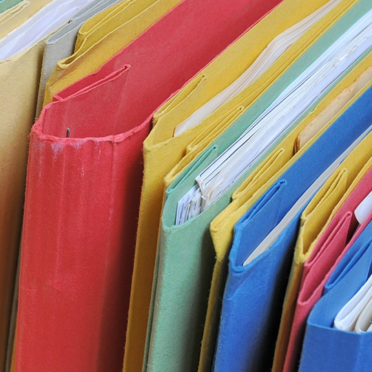 Different coloured document folders