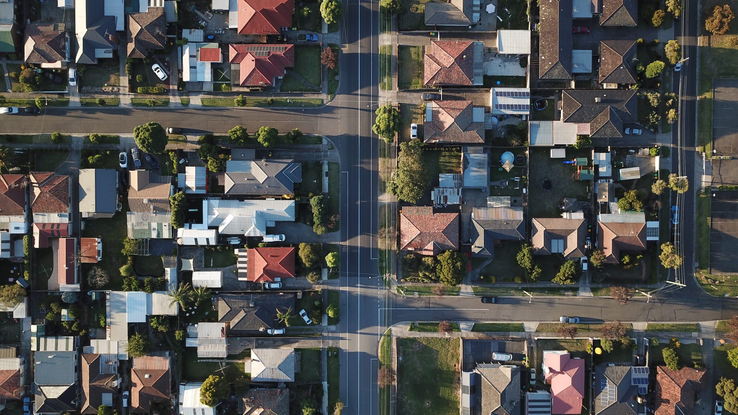 Ariel shot of houses