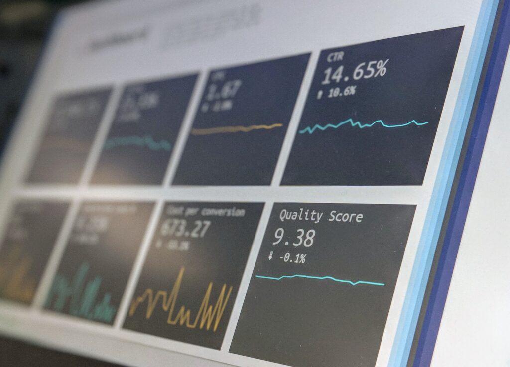 Dashboard showing a variety of statistics