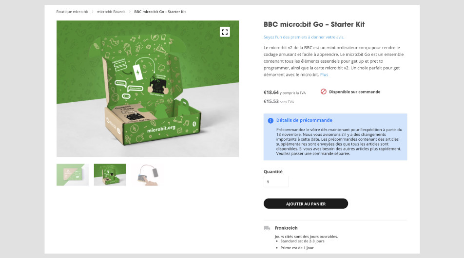 BBC micro starter kit ecommerce example from BoxUK